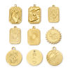 Image de 2 Pcs Breloques en 304 Acier Inoxydable Placage Sous Vide Écologique Galaxie Géométrique Doré Khamsa Symbole Paume