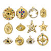 Picture of Eco-friendly Vacuum Plating 304 Stainless Steel Galaxy Charmes Gold Plated Evil Eye Star Clear Rhinestone