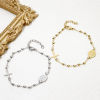 Imagen de 1 Unidad 304 Acero Inoxidable Religión Link Curb Chain Pulseras Cruz Virgen María 18.5cm longitud