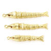 Picture of Eco-friendly Brass Ocean Jewelry Pendants 18K Real Gold Plated Fish Animal Movable 3D Wine Red Cubic Zirconia