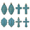 Picture of Zinc Based Alloy Religious Pendants Antique Bronze Blue Carved Pattern Patina