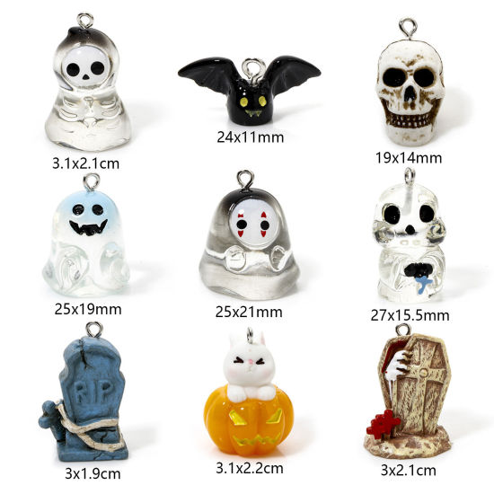 Image de 5 Pcs Breloques Halloween en Résine 3D Multicolore