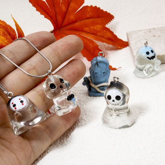 Image de 5 Pcs Breloques Halloween en Résine 3D Multicolore