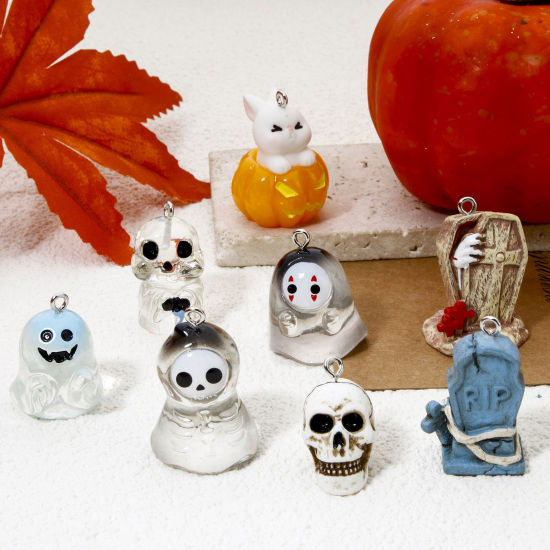 Image de 5 Pcs Breloques Halloween en Résine 3D Multicolore