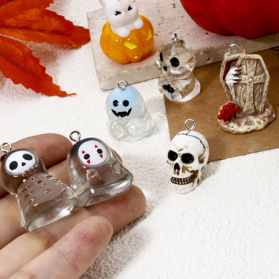 Image de 5 Pcs Breloques Halloween en Résine 3D Multicolore