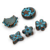 Picture of Zinc Based Alloy Patina Spacer Beads For DIY Jewelry Making Antique Copper Blue Half Moon Star