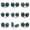 Picture of Zinc Based Alloy Patina Spacer Beads For DIY Jewelry Making Antique Copper Blue Round Carved Pattern