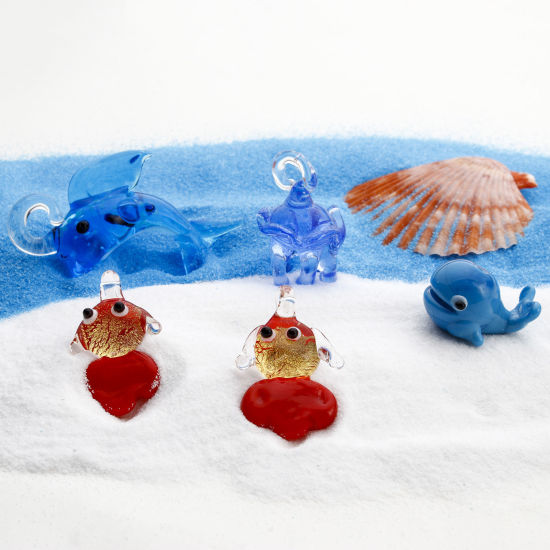 Picture of Lampwork Glass Ocean Jewelry Pendants Jellyfish Blue Whale Animal 3D