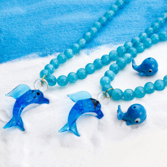 Picture of Lampwork Glass Ocean Jewelry Pendants Jellyfish Blue Whale Animal 3D