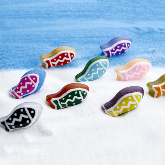 Picture of Lampwork Glass Ocean Jewelry Beads For DIY Jewelry Making Fish Animal Multicolor Ripple Enamel About 21mm x 11mm, Hole: Approx 1.4mm