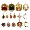 Picture of Eco-friendly Vacuum Plating 304 Stainless Steel Charmes Gold Plated Maple Leaf Moon Multicolour Cubic Zirconia