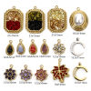 Picture of Eco-friendly Vacuum Plating 304 Stainless Steel Charmes Gold Plated Maple Leaf Moon Multicolour Cubic Zirconia