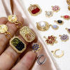 Picture of Eco-friendly Vacuum Plating 304 Stainless Steel Charmes Gold Plated Maple Leaf Moon Multicolour Cubic Zirconia