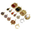 Picture of Eco-friendly Vacuum Plating 304 Stainless Steel Charmes Gold Plated Maple Leaf Moon Multicolour Cubic Zirconia