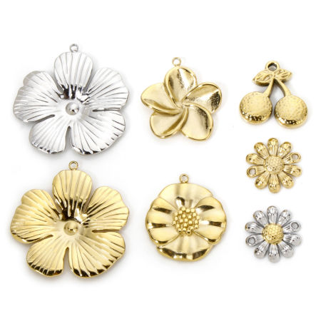 Umweltfreundliche Vakuumbeschichtung 304 Edelstahl Flora Kollektion Charms Gänseblümchen Bunt