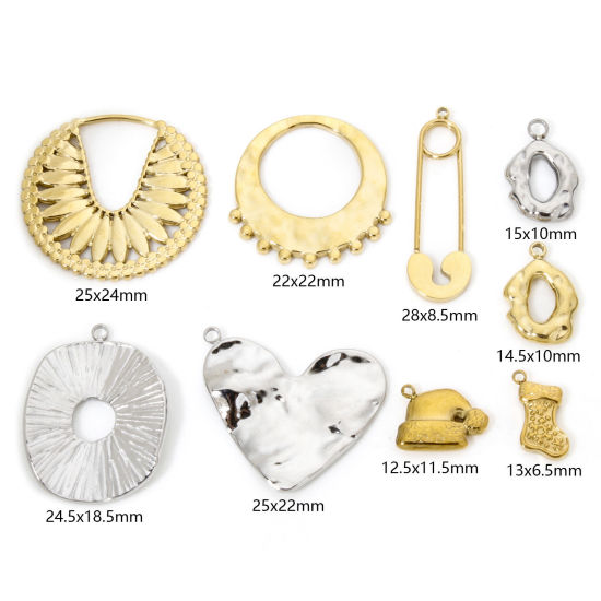 Picture of Eco-friendly Vacuum Plating 304 Stainless Steel Charmes Gold Plated Multicolor Heart Hat