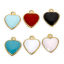 Picture of Eco-friendly Vacuum Plating 304 Stainless Steel Valentine's Day Charmes Gold Plated Heart Enamel 9.5mm x 8.5mm