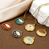 Picture of Eco-friendly Vacuum Plating 304 Stainless Steel Religious Charmes Gold Plated Round Evil Eye Enamel