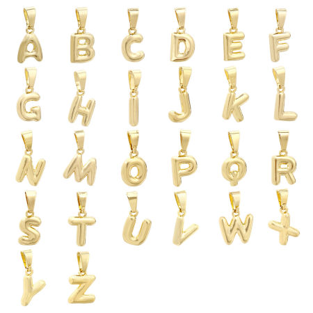 Brass Charm Pendant 18K Gold Plated Capital Alphabet Initial Letter