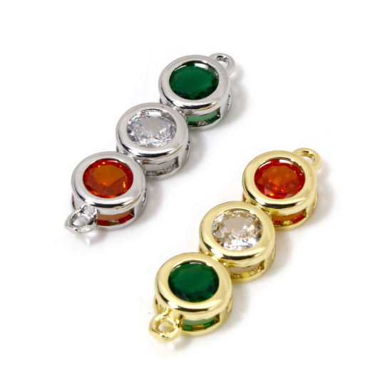 Imagen de 1 Unidad Latón Conectores Dijes Colgantes Multicolor Rhinestone 24mm x 7mm