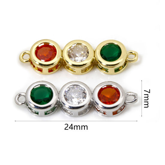 Imagen de 1 Unidad Latón Conectores Dijes Colgantes Multicolor Rhinestone 24mm x 7mm