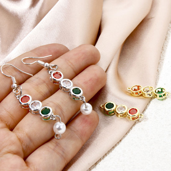 Imagen de 1 Unidad Latón Conectores Dijes Colgantes Multicolor Rhinestone 24mm x 7mm