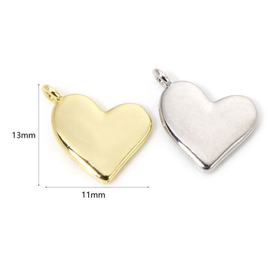 Bild von 2 Stück Messing Valentinstag Charms Bunt Herz Glänzend 13mm x 11mm