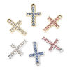 Picture of Zinc Based Alloy Religious Charms Multicolor Cross Micro Pave 19mm x 12mm