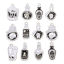 Imagen de 10 Unidades Zamak Halloween Colgantes Tono de Plata Negro & Blanco Cráneo Esmalte