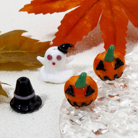 Lampwork Glass Beads For DIY Jewelry Making Pumpkin Multicolor Halloween Ghost 3D