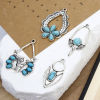 Picture of Zinc Based Alloy Boho Chic Bohemia Pendants Antique Silver Color With Resin Cabochons Imitation Turquoise