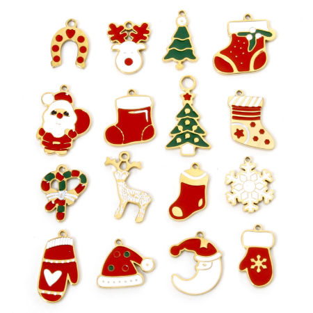 Vacuum Plating 304 Stainless Steel Charms 18K Gold Plated Enamel