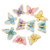 Picture of Zinc Based Alloy Insect Charms Gold Plated Gradient Color Multicolor Pearlized Butterfly Animal Enamel