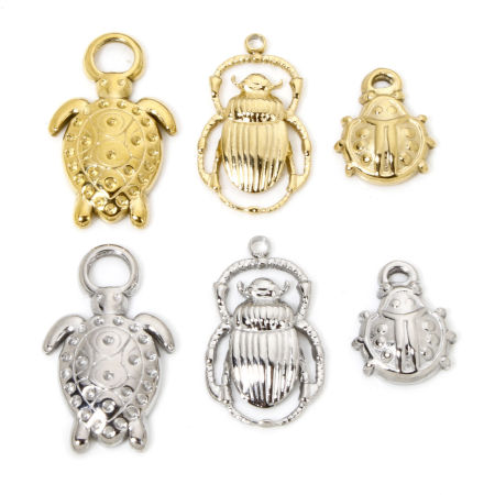 1 ШТ Экологически чистое вакуумное покрытие 304 Нержавеющая Сталь Подвески Морская Черепаха Разноцветный Божья коровка