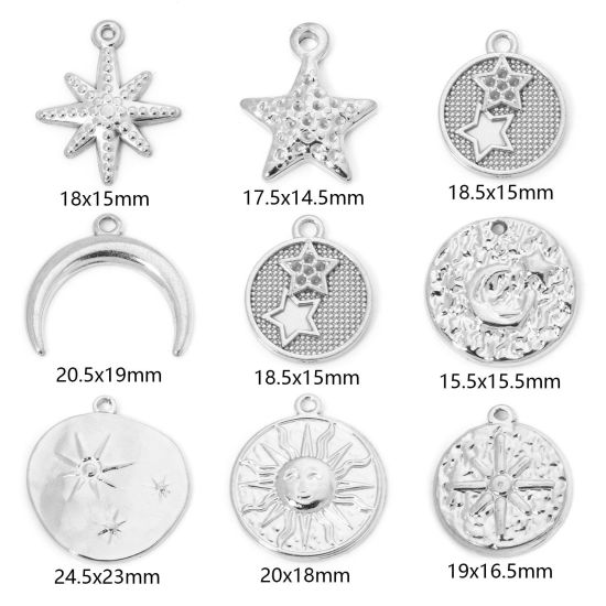 Bild von 304 Edelstahl Charms Halbmond Vergoldet Stern