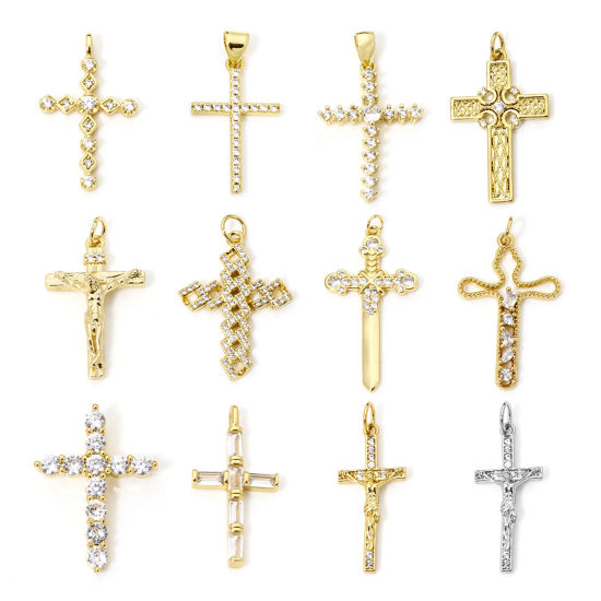 Picture of Eco-friendly Brass Religious Charms Real Gold Plated Cross