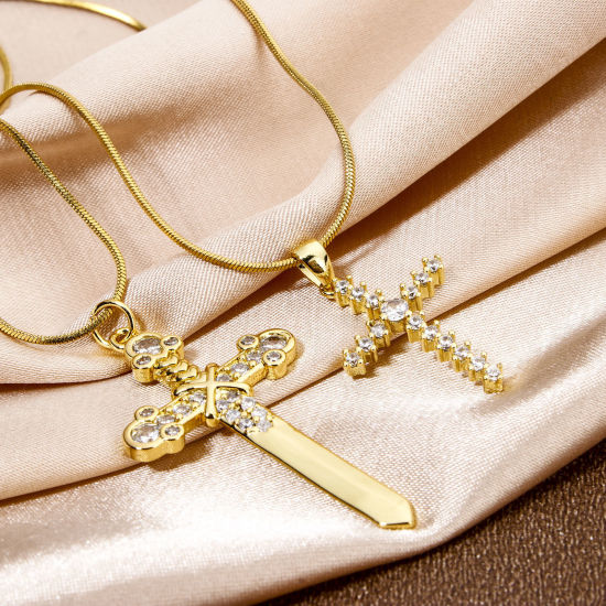 Picture of Eco-friendly Brass Religious Charms Real Gold Plated Cross