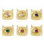 Bild von Umweltfreundlich Messing Religiös Charms Rechteck Auge 18K Echtgold plattiert Micro Pave Bunt Strass Klar Zirkonia 23mm x 22mm