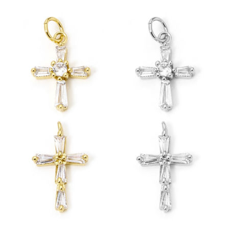 Eco-friendly Brass Religious Charms Real Gold Plated Cross