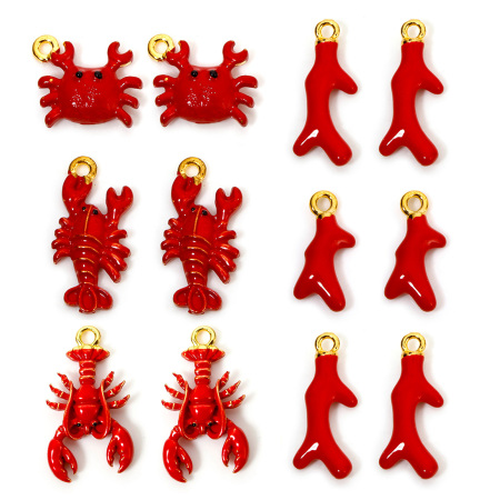 Zinc Based Alloy Ocean Jewelry Charms Gold Plated Enamel 3D