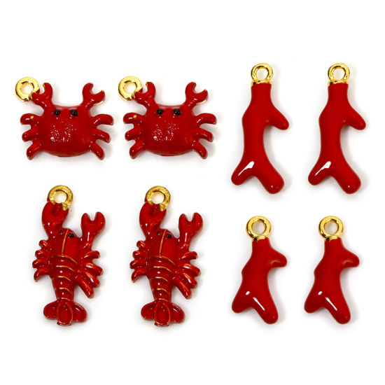 Picture of Zinc Based Alloy Ocean Jewelry Charms Gold Plated Enamel 3D