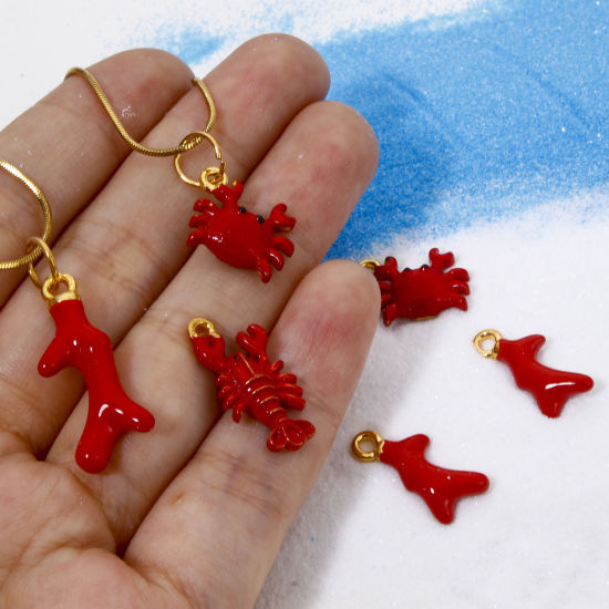 Picture of Zinc Based Alloy Ocean Jewelry Charms Gold Plated Enamel 3D