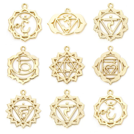 Imagen de 5 Unidades Respetuoso del Medio Ambiente Zamak Religión Colgantes Yoga 18K Oro Real Chapado Hueco