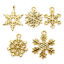 Image de 10 Pcs Breloques Collection de Météo en Alliage de Zinc Respectueux de la Nature Flocon de Neige de Noël Plaqué Or Véritable 18K