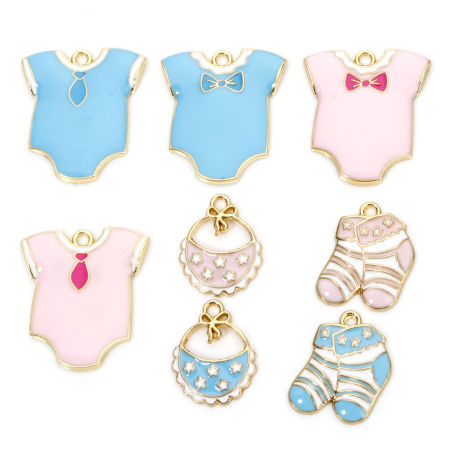 Zinc Based Alloy Baby Shower Charms Gold Plated Multicolor Enamel