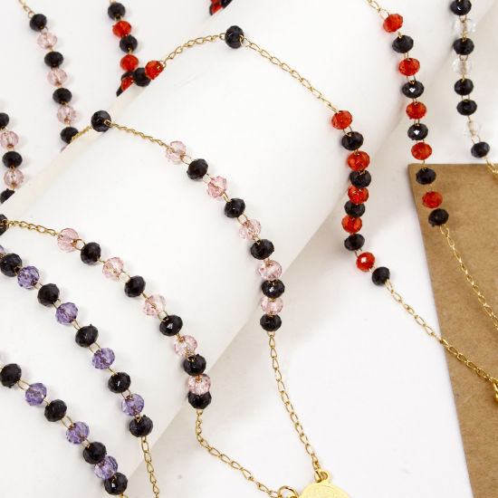 Image de 1 Pièce Collier Chapelet de Perles de Prière en 304 Acier Inoxydable Religieux Doré Croix Sainte Vierge Marie 52cm Long