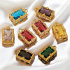 Picture of Vacuum Plating 304 Stainless Steel Charms 18K Gold Plated Rectangle 17mm x 10mm