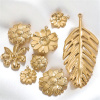 Bild von Vakuumbeschichtung 304 Edelstahl 3D Charms Blumen 18K Vergoldet Blätter
