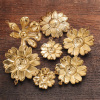 Bild von Vakuumbeschichtung 304 Edelstahl 3D Charms Blumen 18K Vergoldet Blätter