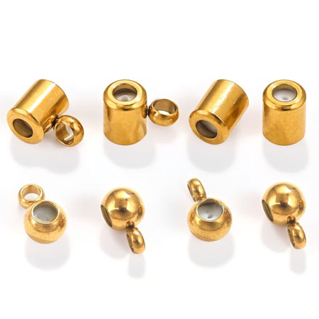 304 Stainless Steel Stopper Spacer Beads With Rubber Core For DIY Jewelry Making Findings